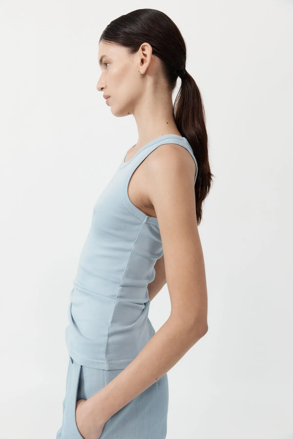 Organic Cotton Singlet - Stone Blue sold by St. Agni product image thumbnail 2