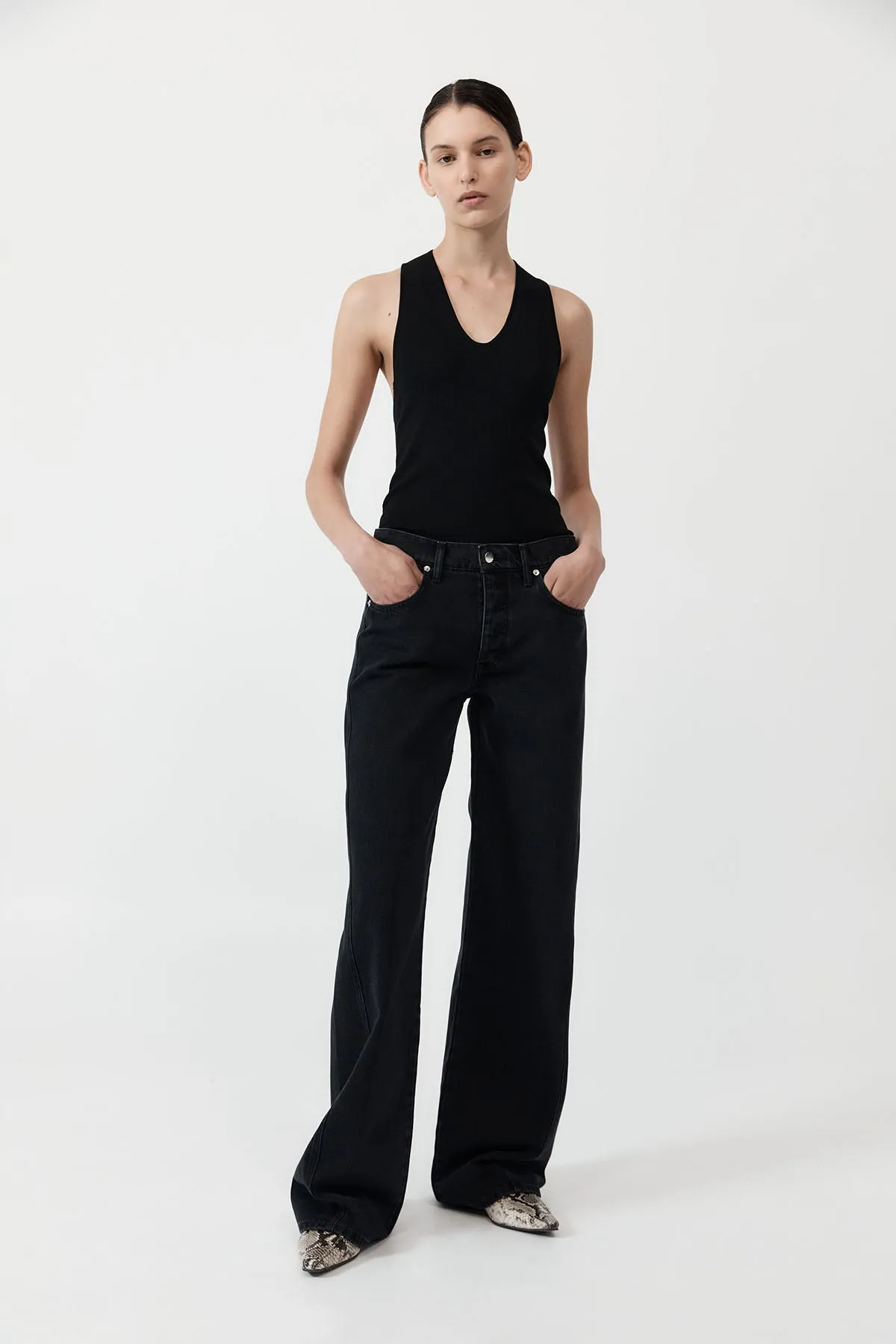 Plunge Neck Knit Top - Black sold by St. Agni product image thumbnail 4