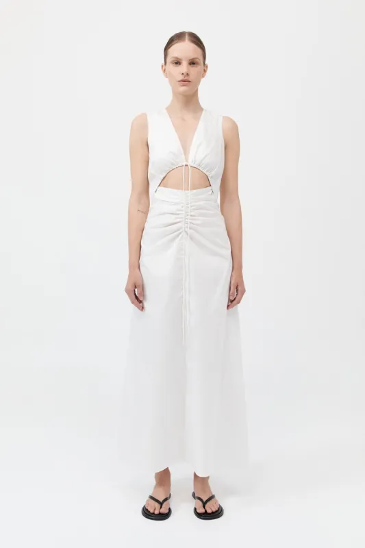 Cotton Gathered Dress - White sold by St. Agni