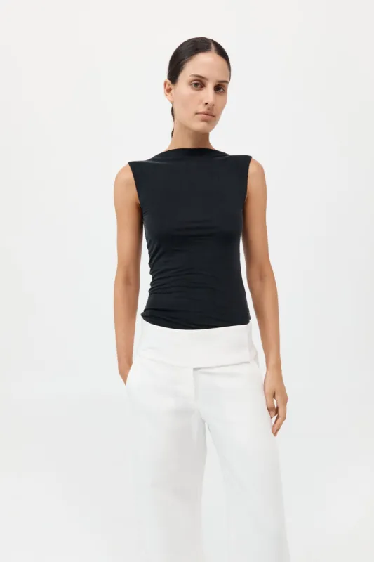 Cupro Jersey Top - Black sold by St. Agni