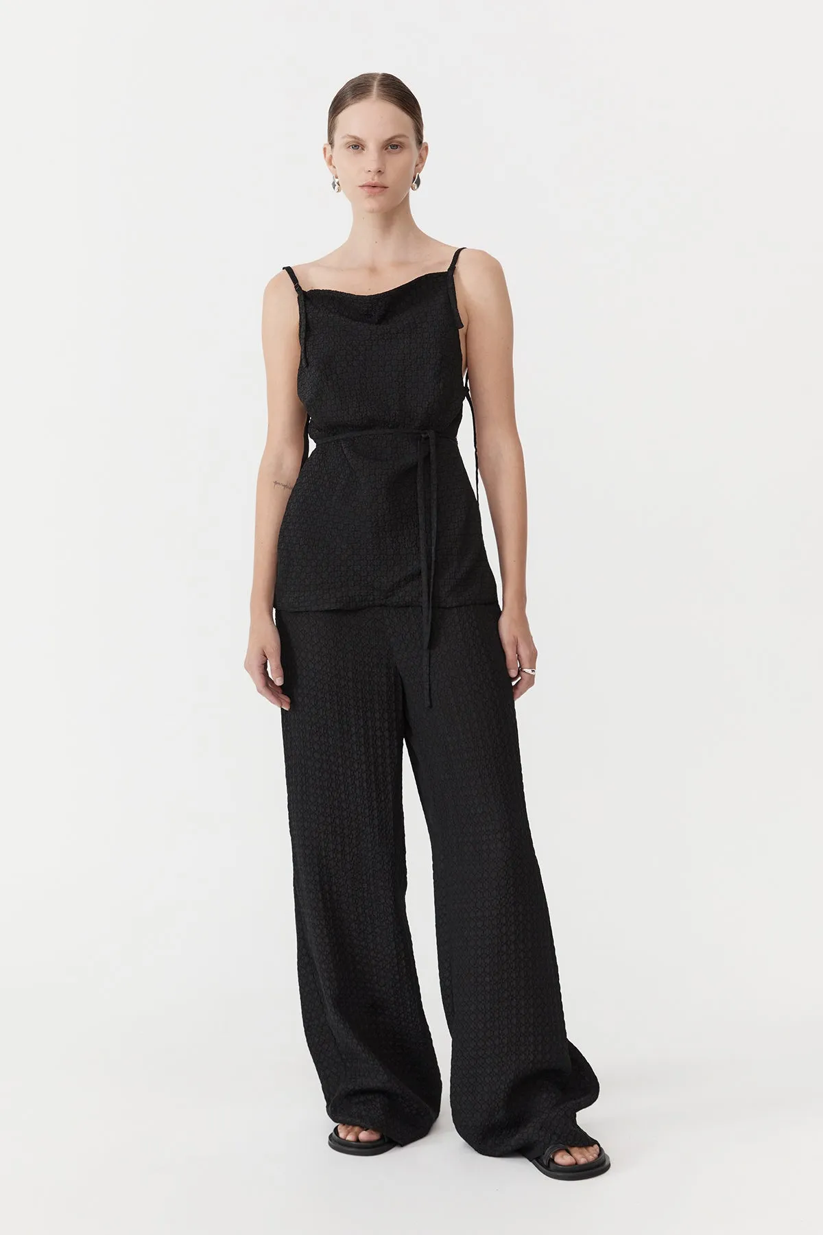 Textured Silk Pants - Black sold by St. Agni product image thumbnail 3