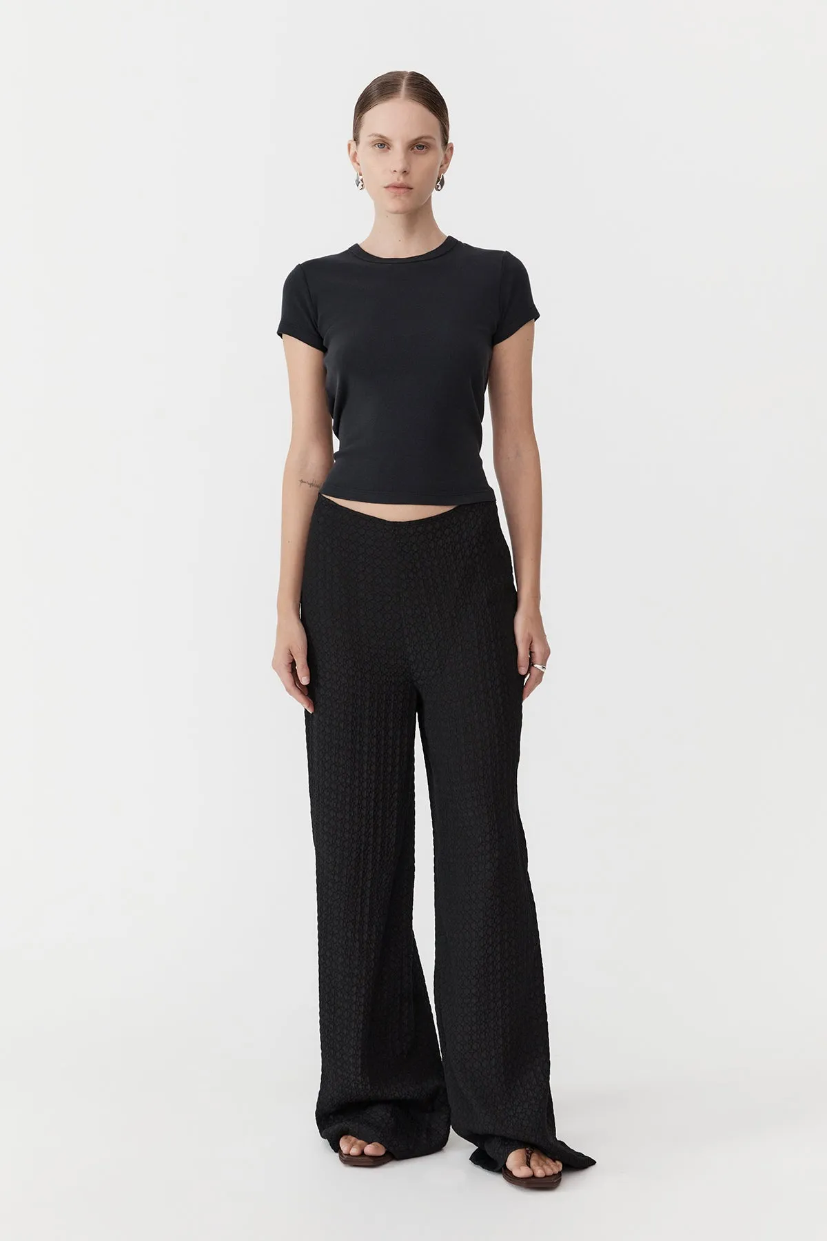 Textured Silk Pants - Black sold by St. Agni