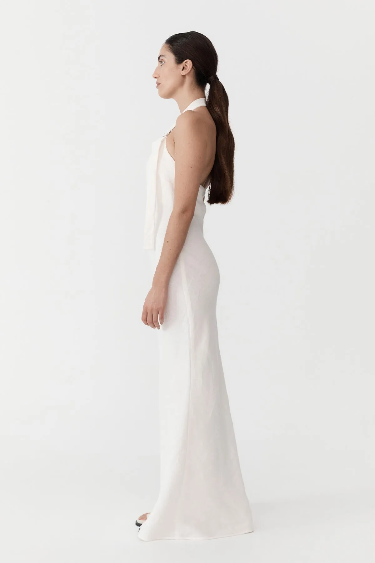 Linen Bias Maxi Dress - Ivory sold by St. Agni product image thumbnail 2