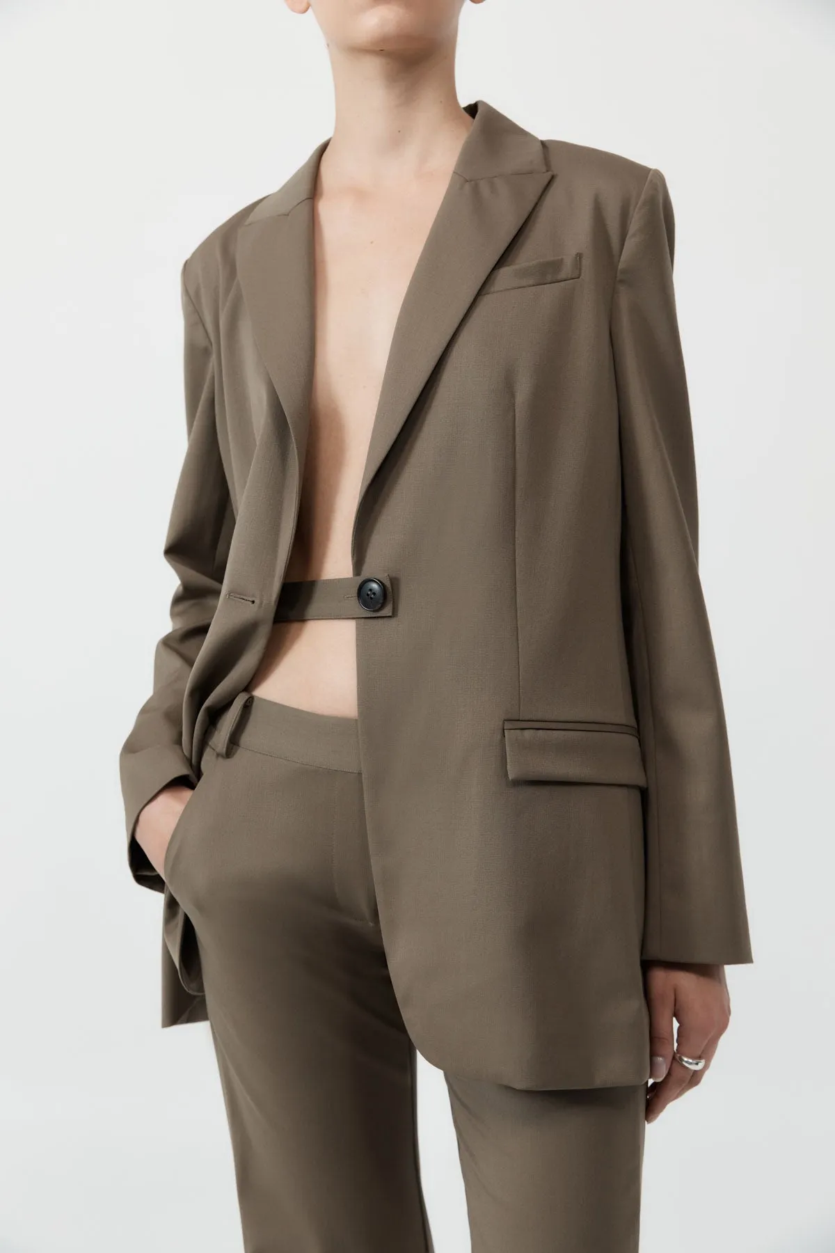 Belt Detail Blazer - Kelp sold by St. Agni product image thumbnail 2