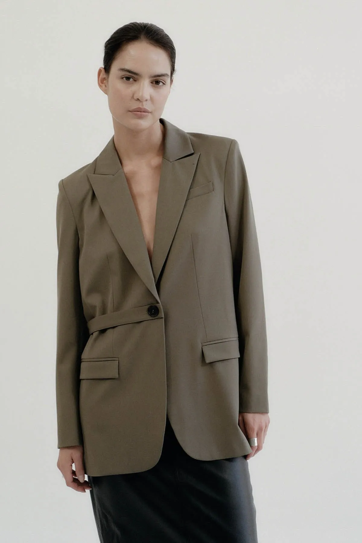 Belt Detail Blazer - Kelp sold by St. Agni product image thumbnail 5