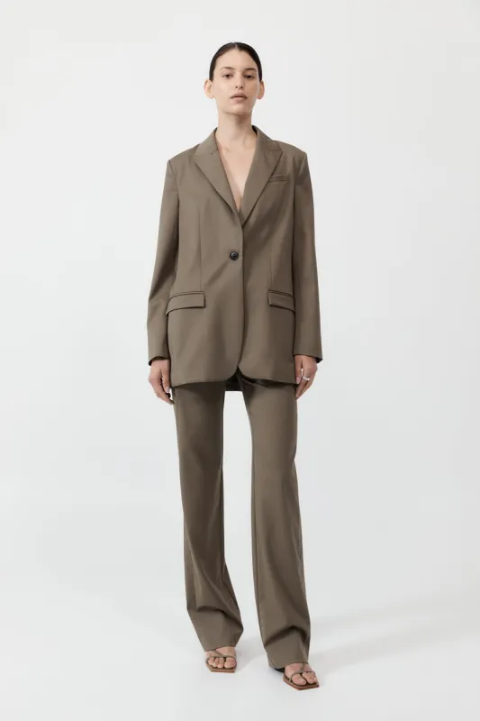 Belt Detail Blazer - Kelp sold by St. Agni