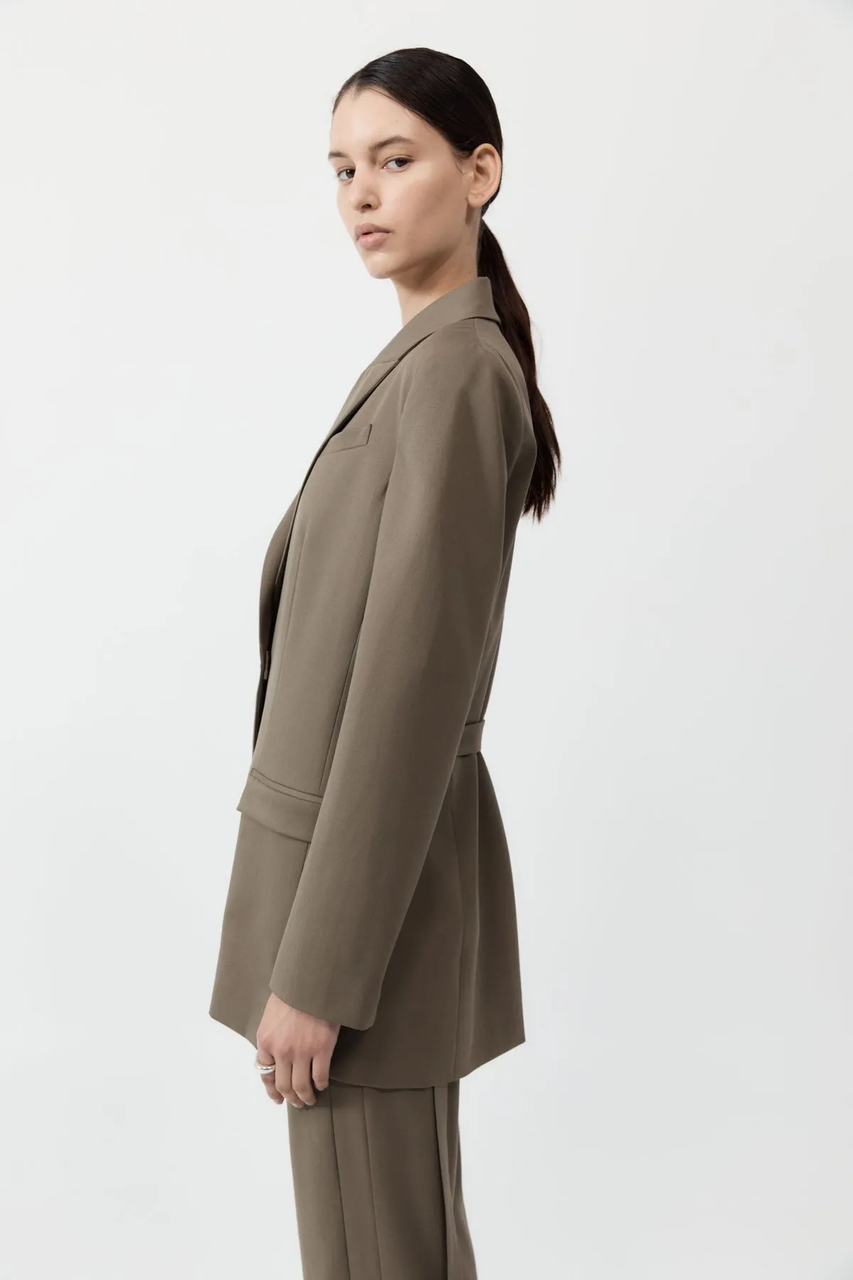 Belt Detail Blazer - Kelp sold by St. Agni product image thumbnail 3