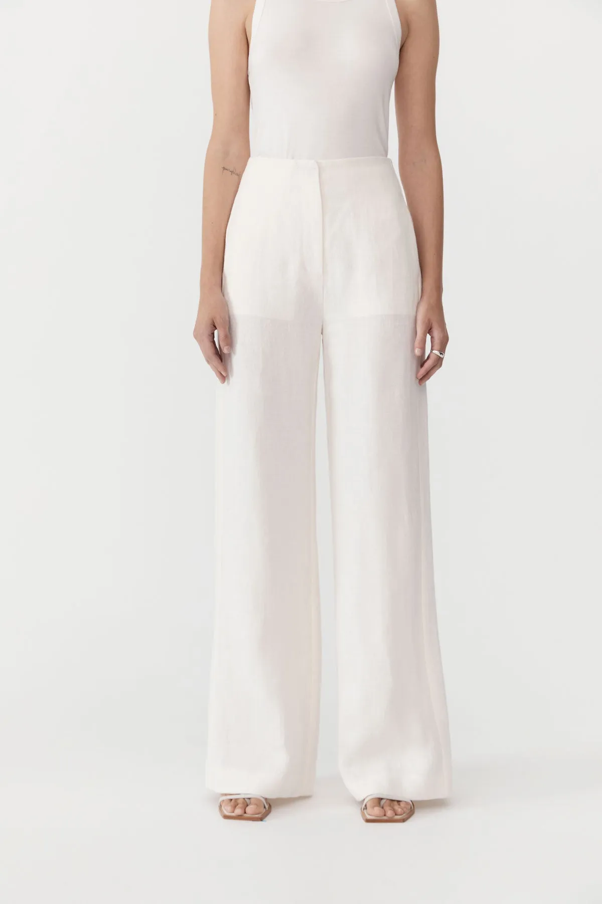 Linen Wide Leg Pants - Ivory sold by St. Agni product image thumbnail 3