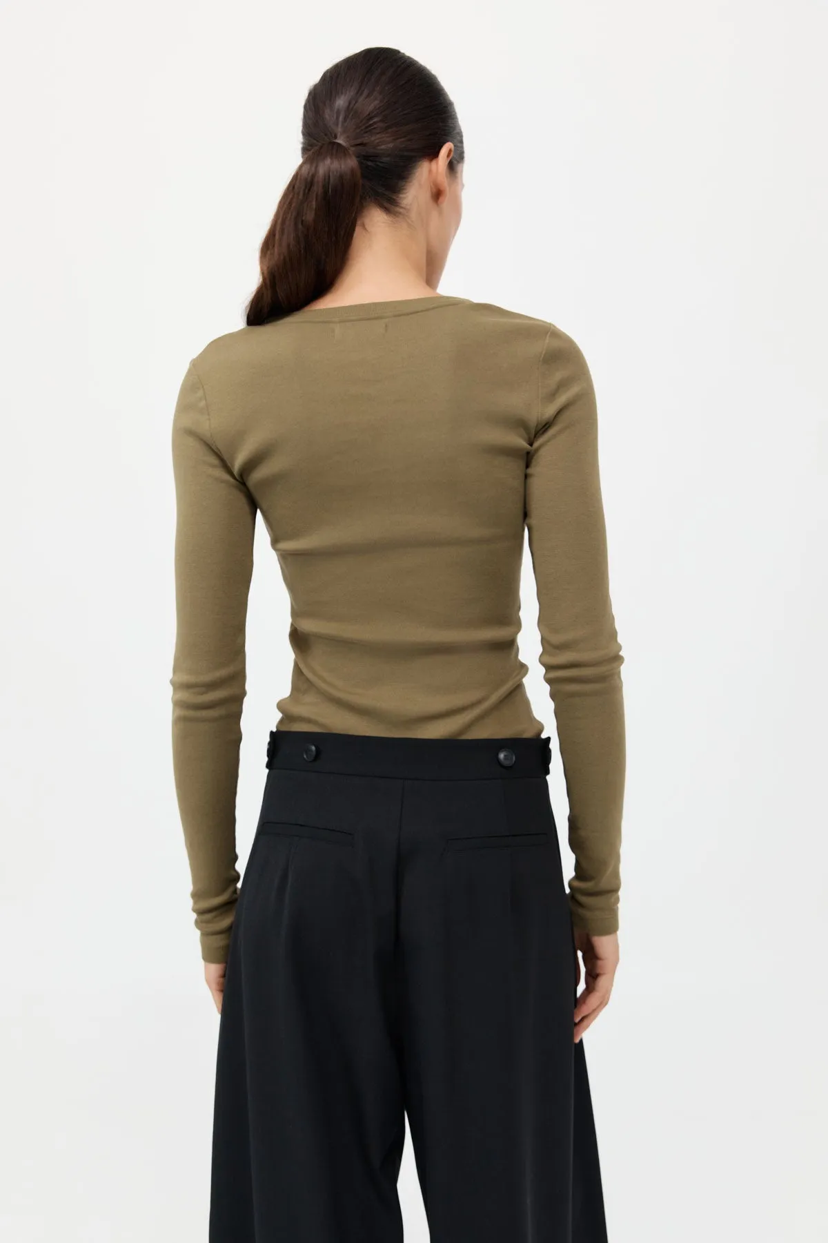 Organic Cotton Long Sleeve Top - Olive sold by St. Agni product image thumbnail 4