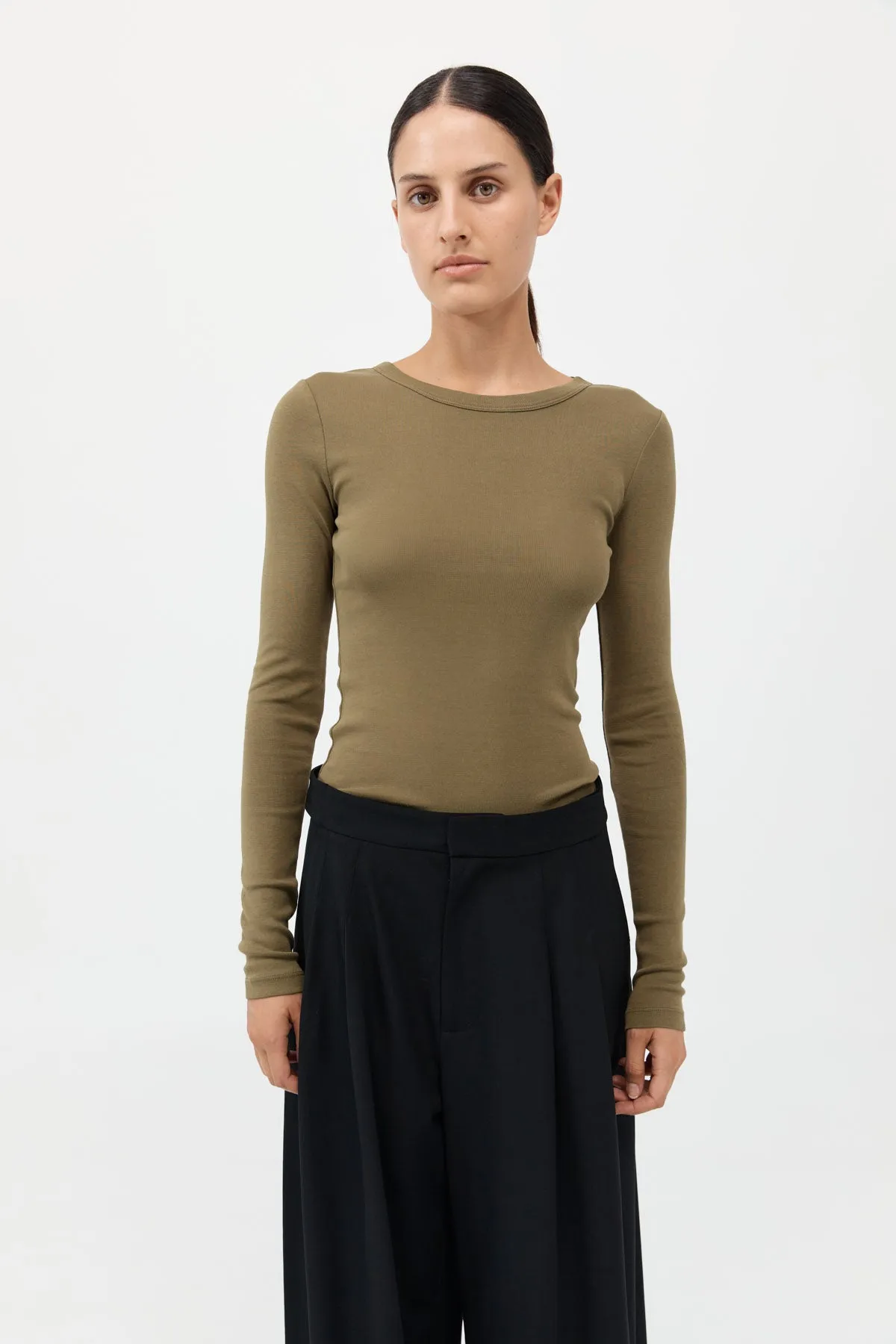 Organic Cotton Long Sleeve Top - Olive sold by St. Agni