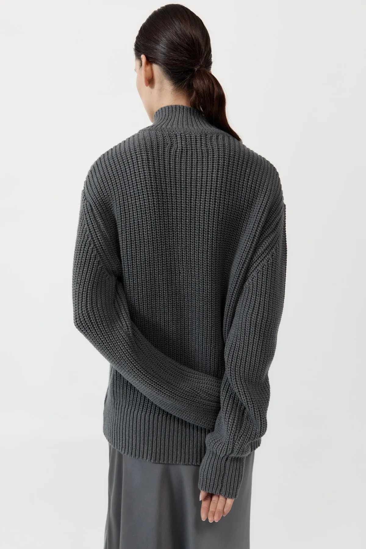 Zip Detail Cardigan - Smoke sold by St. Agni product image thumbnail 2