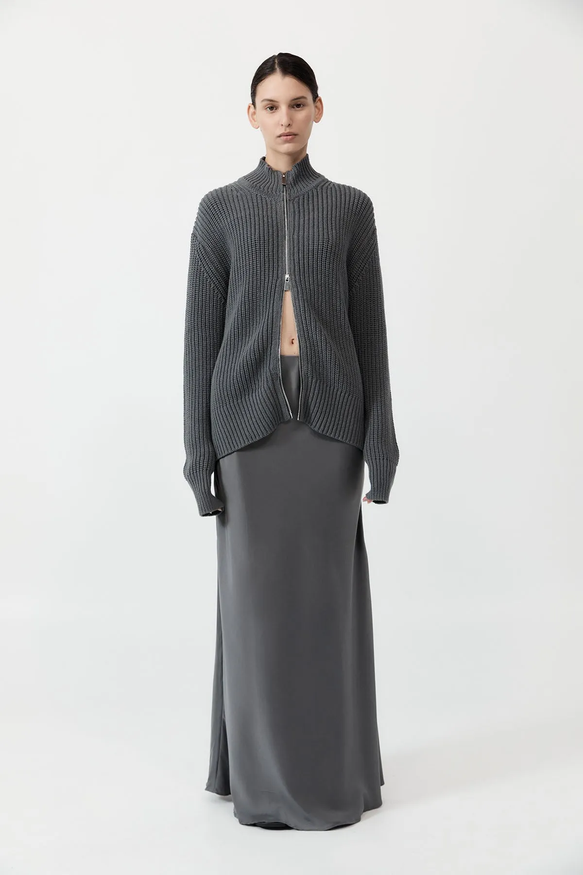 Zip Detail Cardigan - Smoke sold by St. Agni product image thumbnail 3