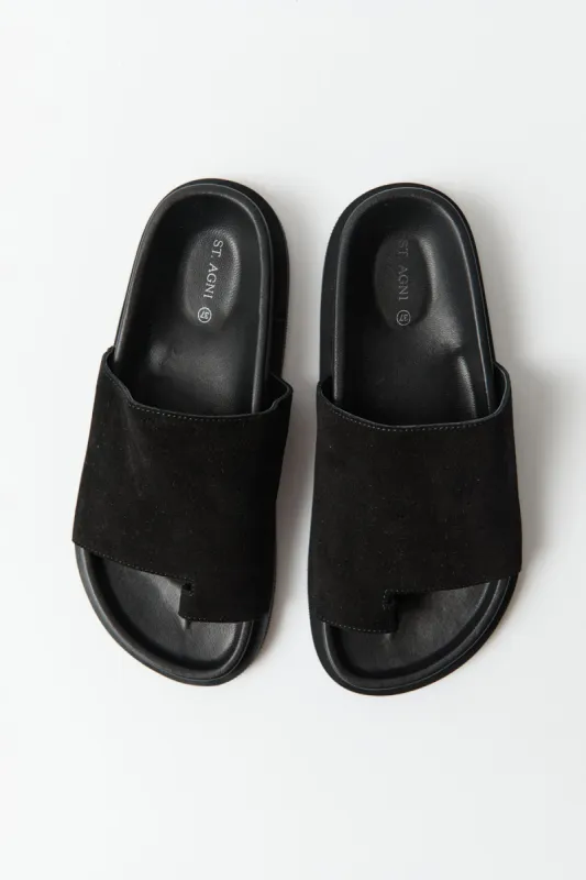 Loe Suede Slide - Black sold by St. Agni