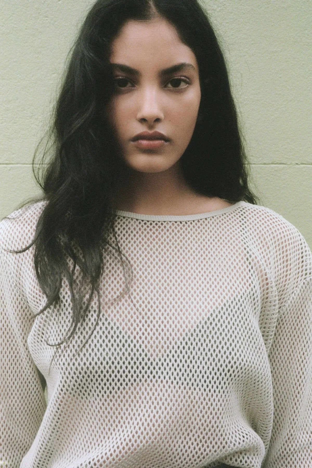 Mesh Long Sleeve Top - Aloe sold by St. Agni product image thumbnail 5