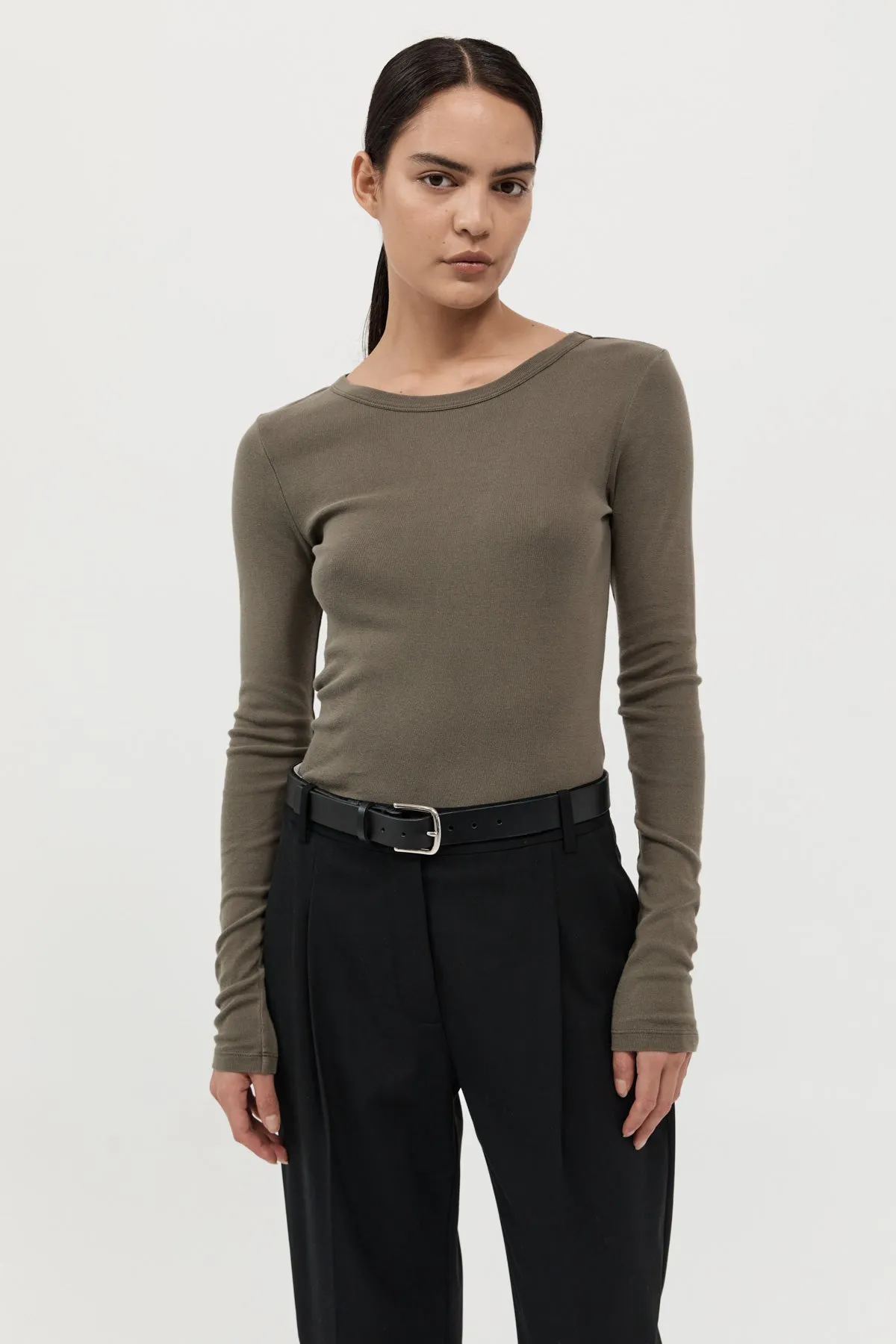 Organic Cotton Long Sleeve Top - Kelp sold by St. Agni