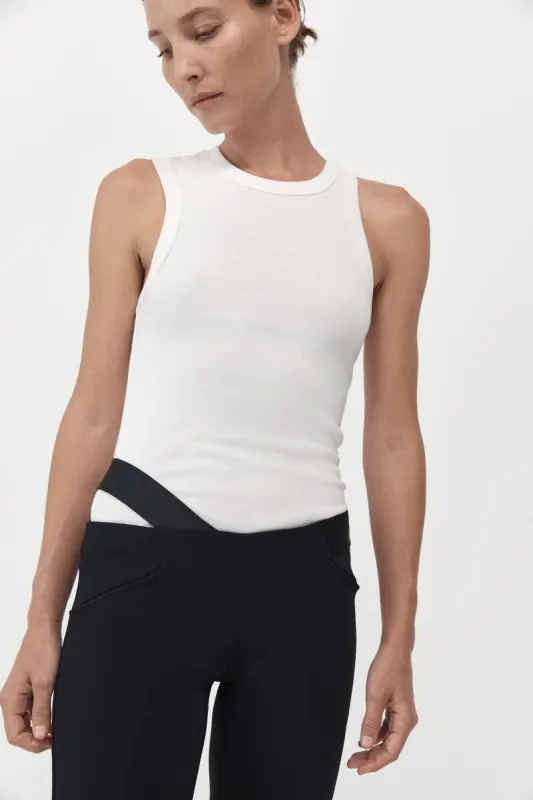 Organic Cotton Asymmetric Tank - White sold by St. Agni