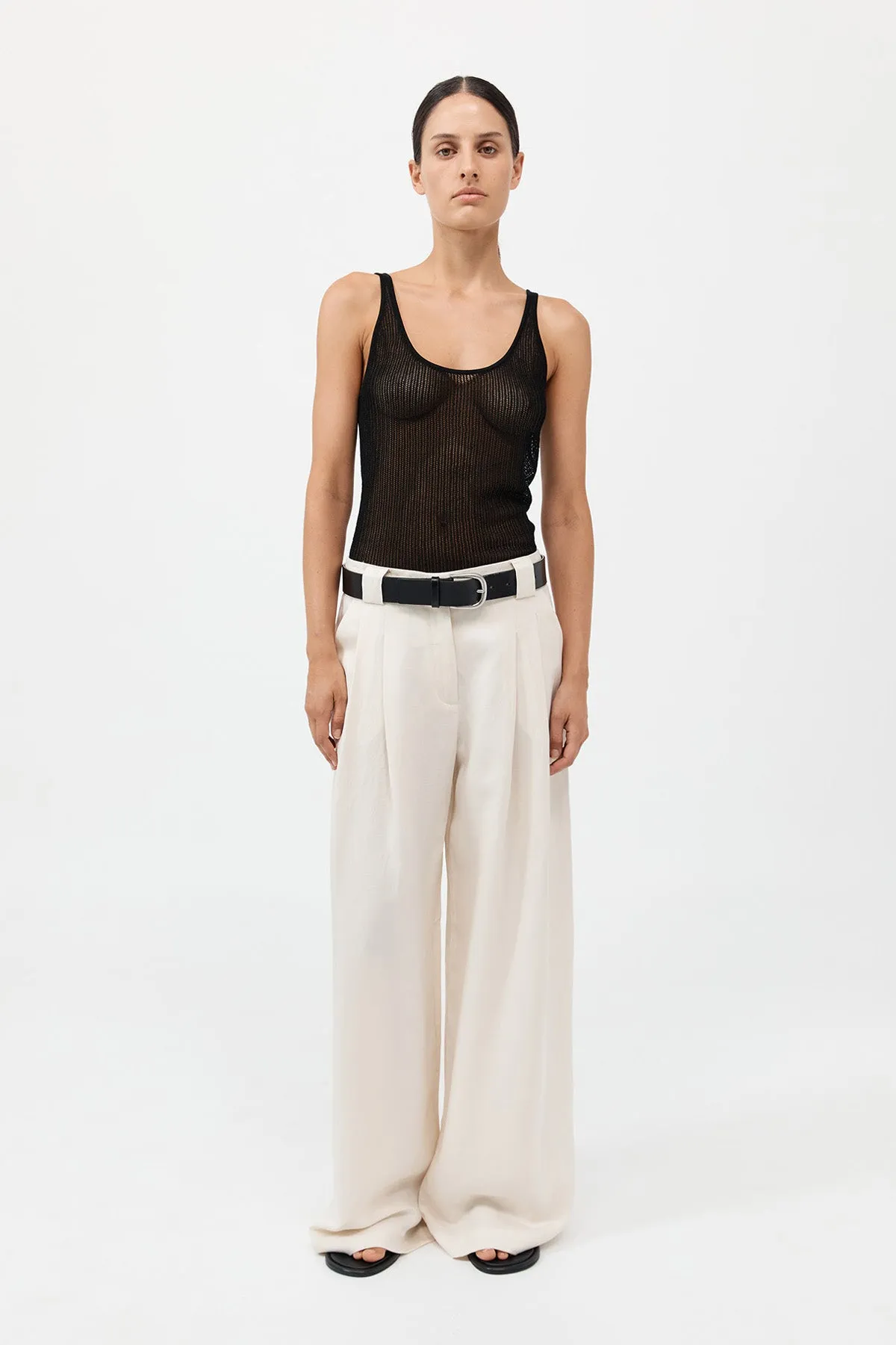 Wide Leg Pleat Pants - Tofu sold by St. Agni