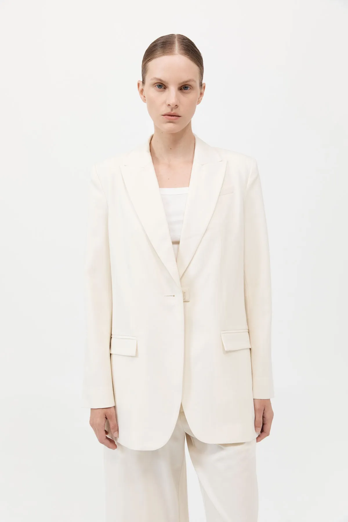 Belt Detail Blazer - Milk sold by St. Agni