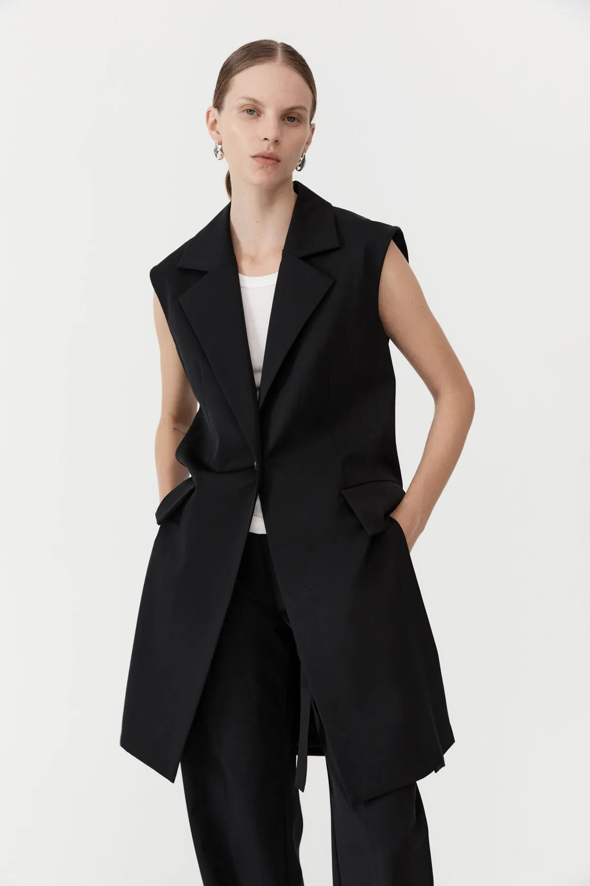 Sleeveless Tailored Blazer - Black sold by St. Agni