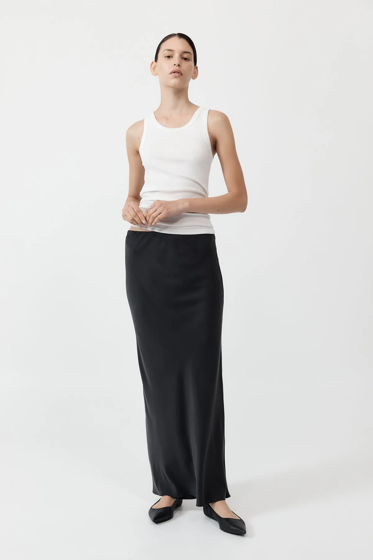 Bias Slip Skirt - Black sold by St. Agni