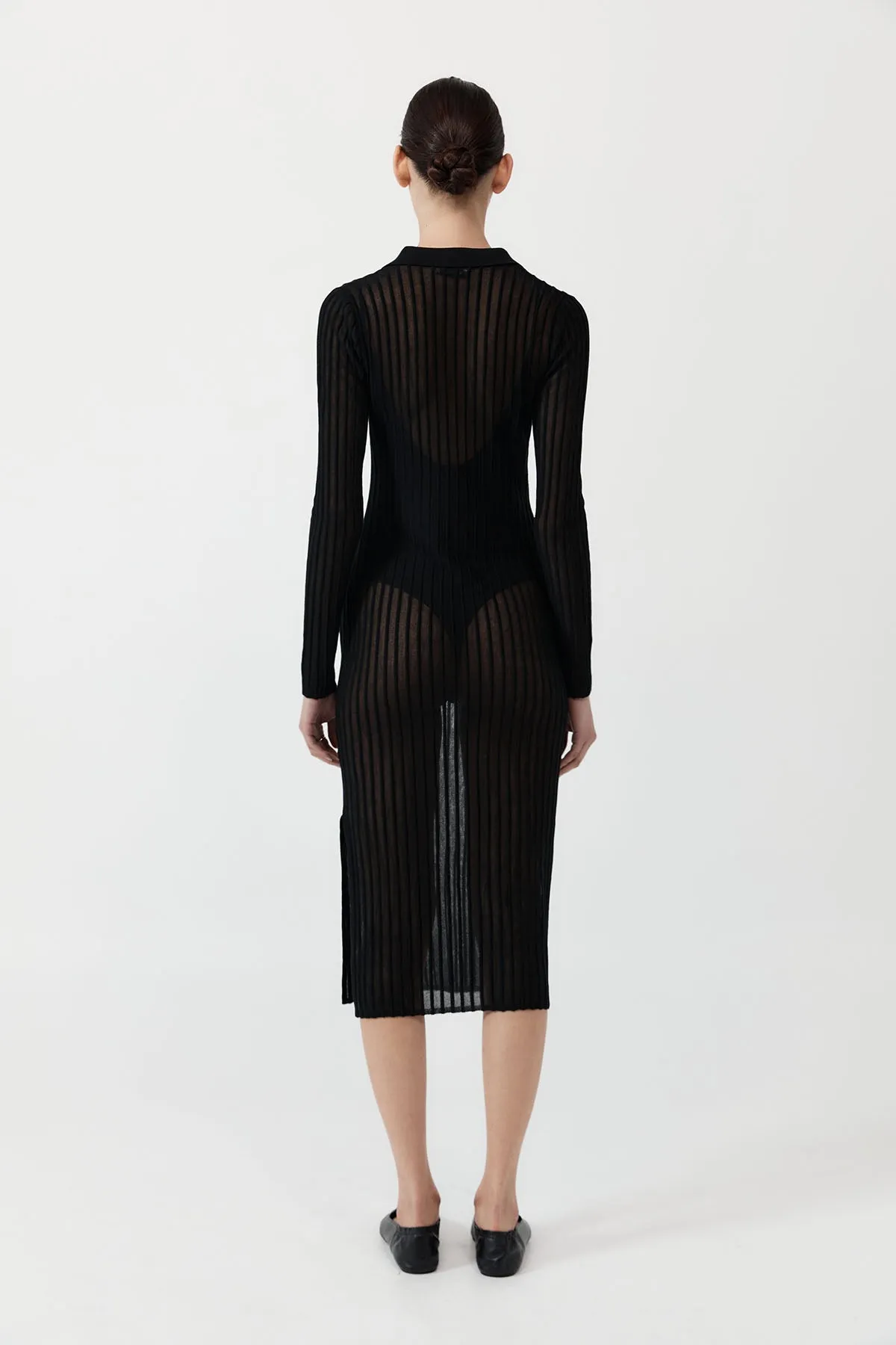 Sheer Stripe Dress - Black sold by St. Agni product image thumbnail 5