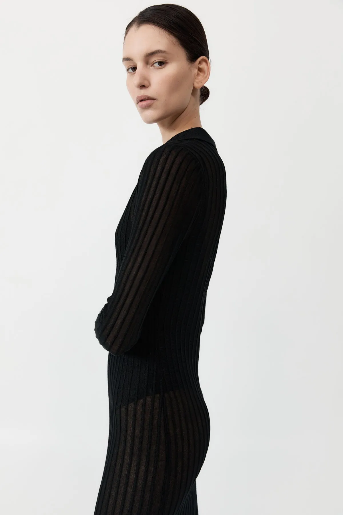 Sheer Stripe Dress - Black sold by St. Agni product image thumbnail 3