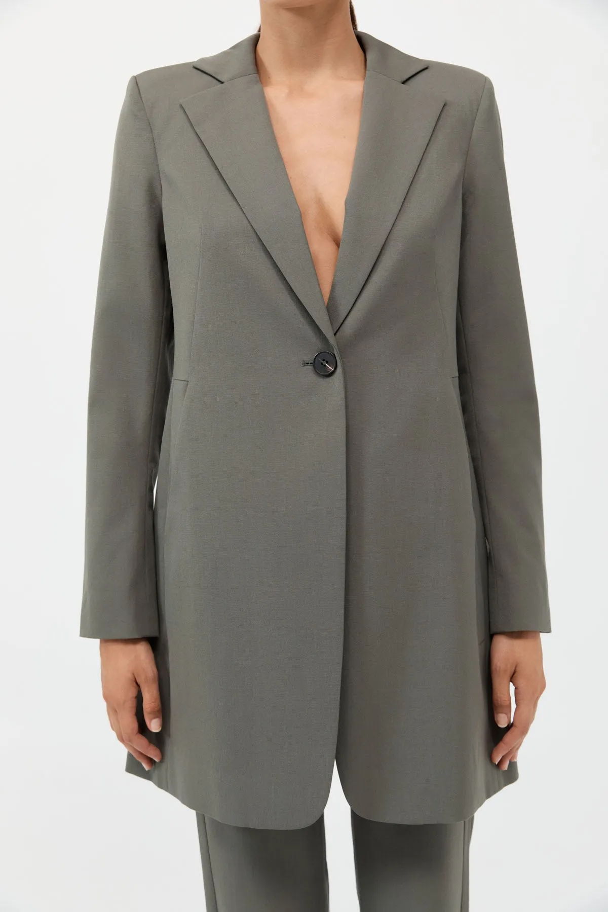 Longline Jacket - Smokey Olive sold by St. Agni product image thumbnail 3