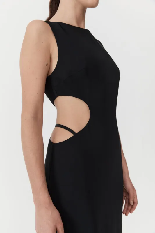 Arc Cut Out Dress - Black made by St. Agni