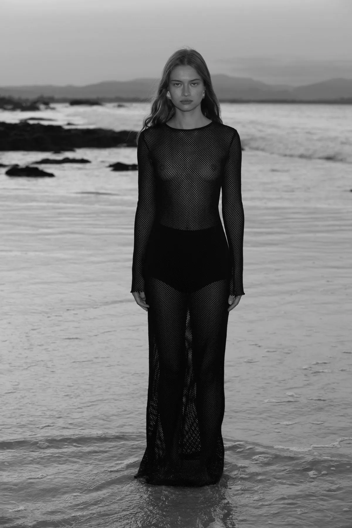 Mesh Long Sleeve Dress - Black sold by St. Agni product image thumbnail 5