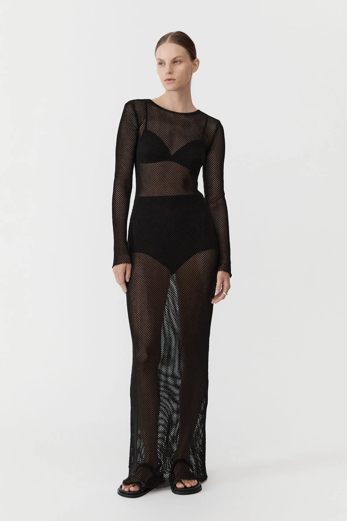Mesh Long Sleeve Dress - Black sold by St. Agni