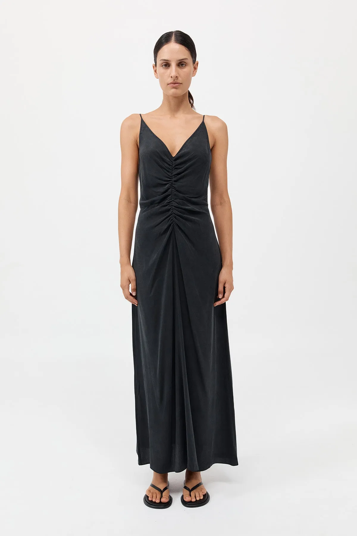 Gathered Tie Dress - Black sold by St. Agni