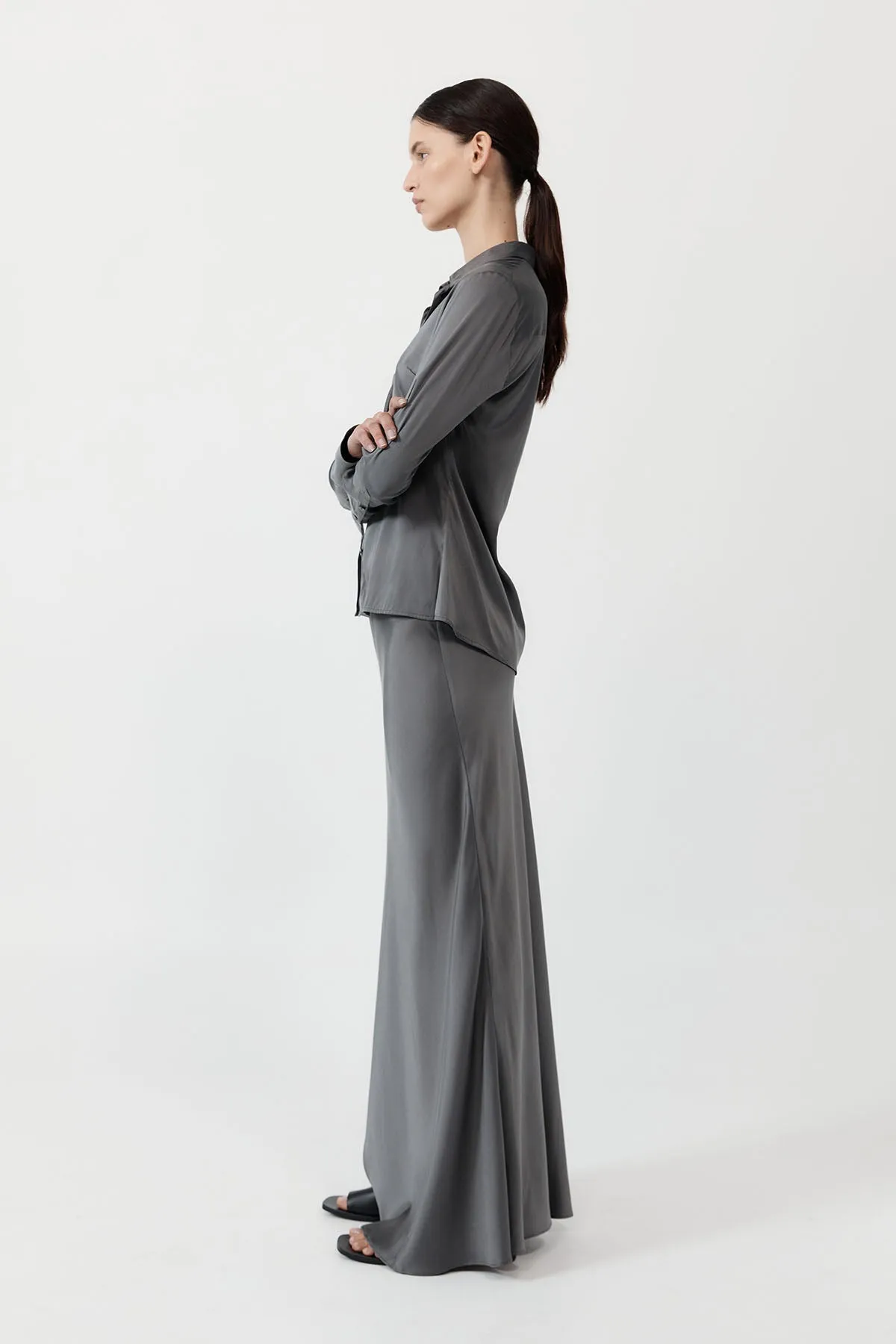 Soft Silk Maxi Skirt - Pewter Grey sold by St. Agni product image thumbnail 2
