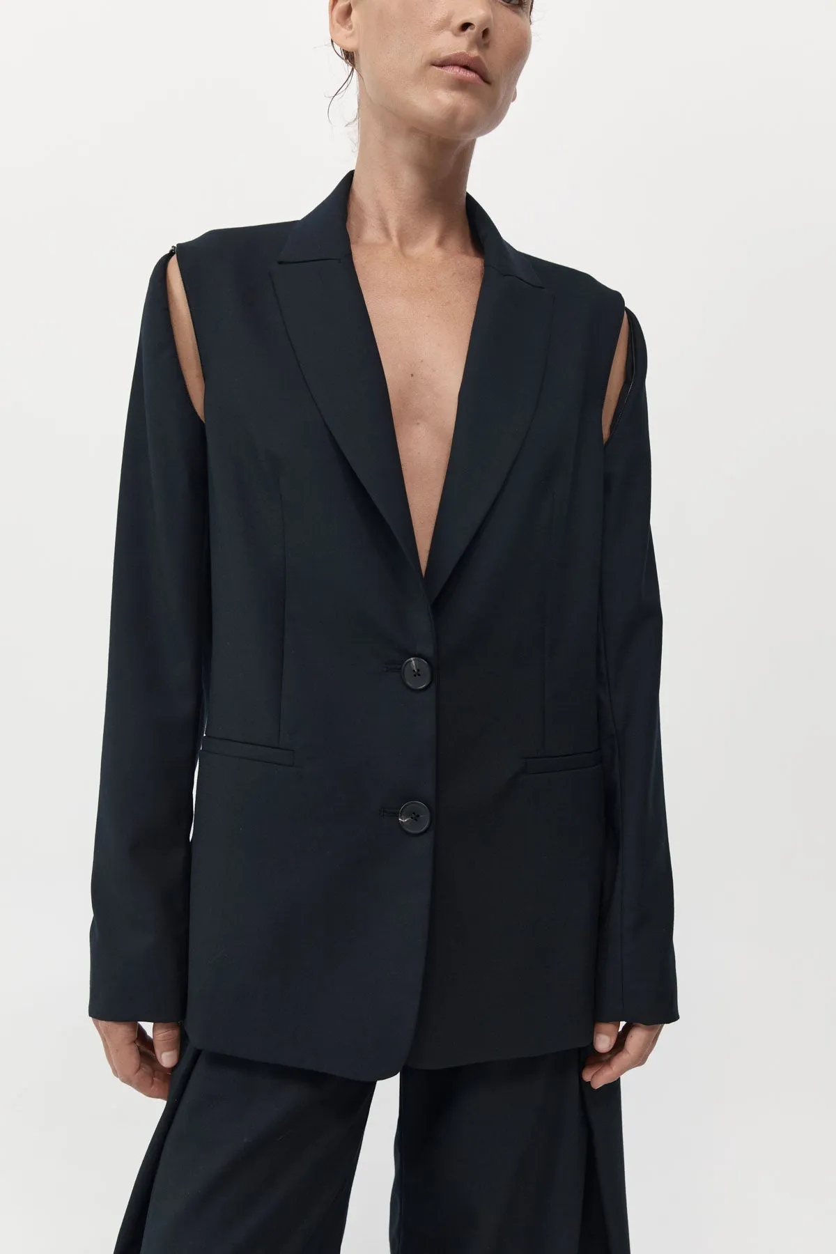 Zip Detail Blazer - Black sold by St. Agni