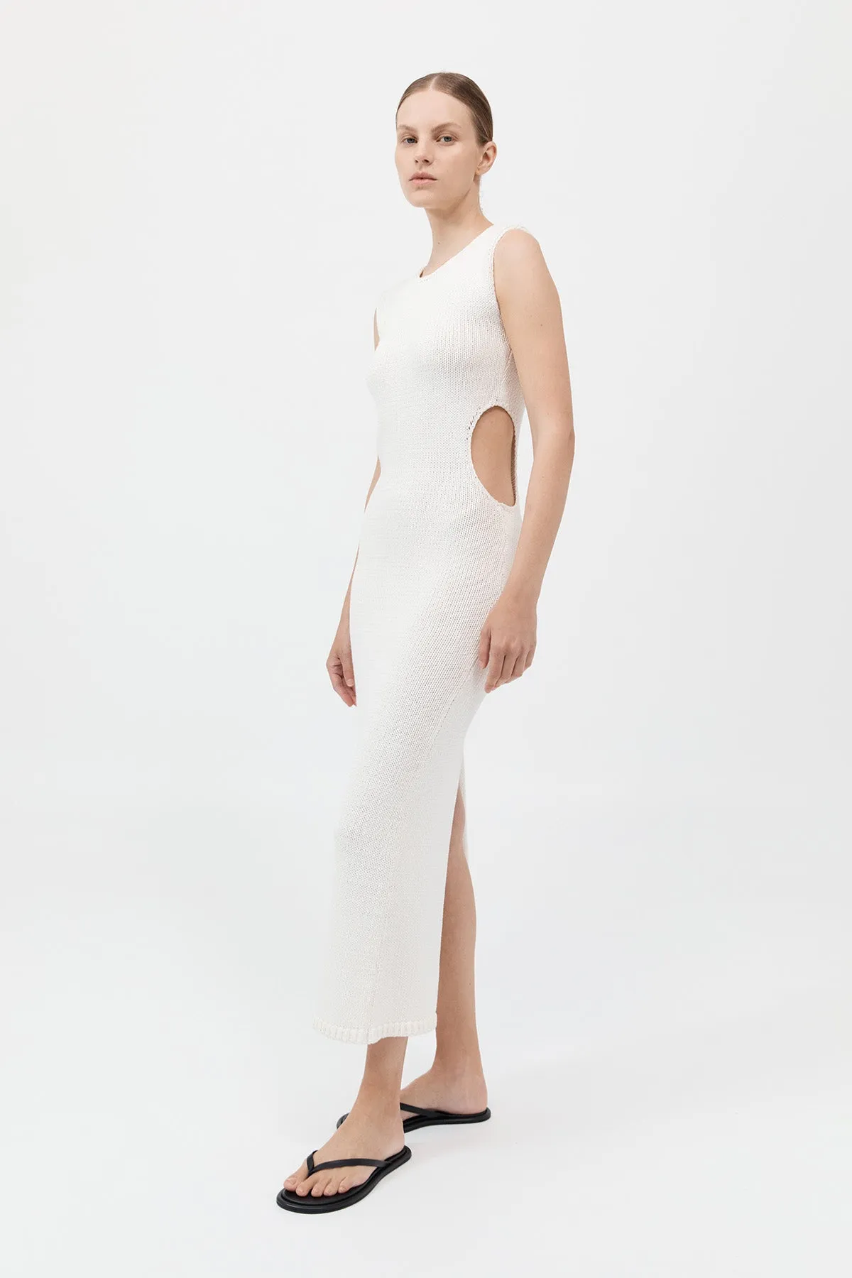 Linen Silk Blend Cut Out Dress - Salt sold by St. Agni product image thumbnail 3