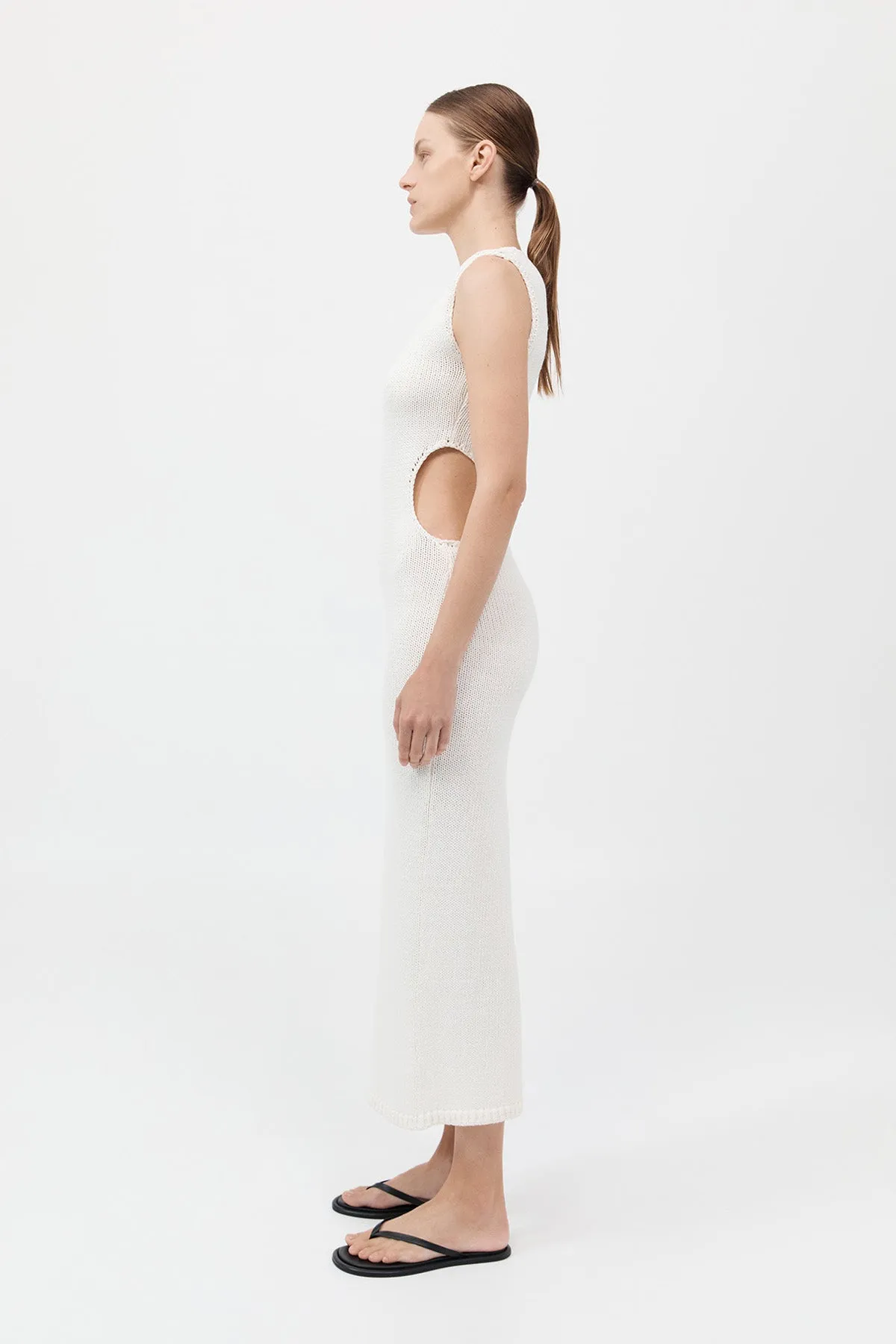Linen Silk Blend Cut Out Dress - Salt sold by St. Agni product image thumbnail 4