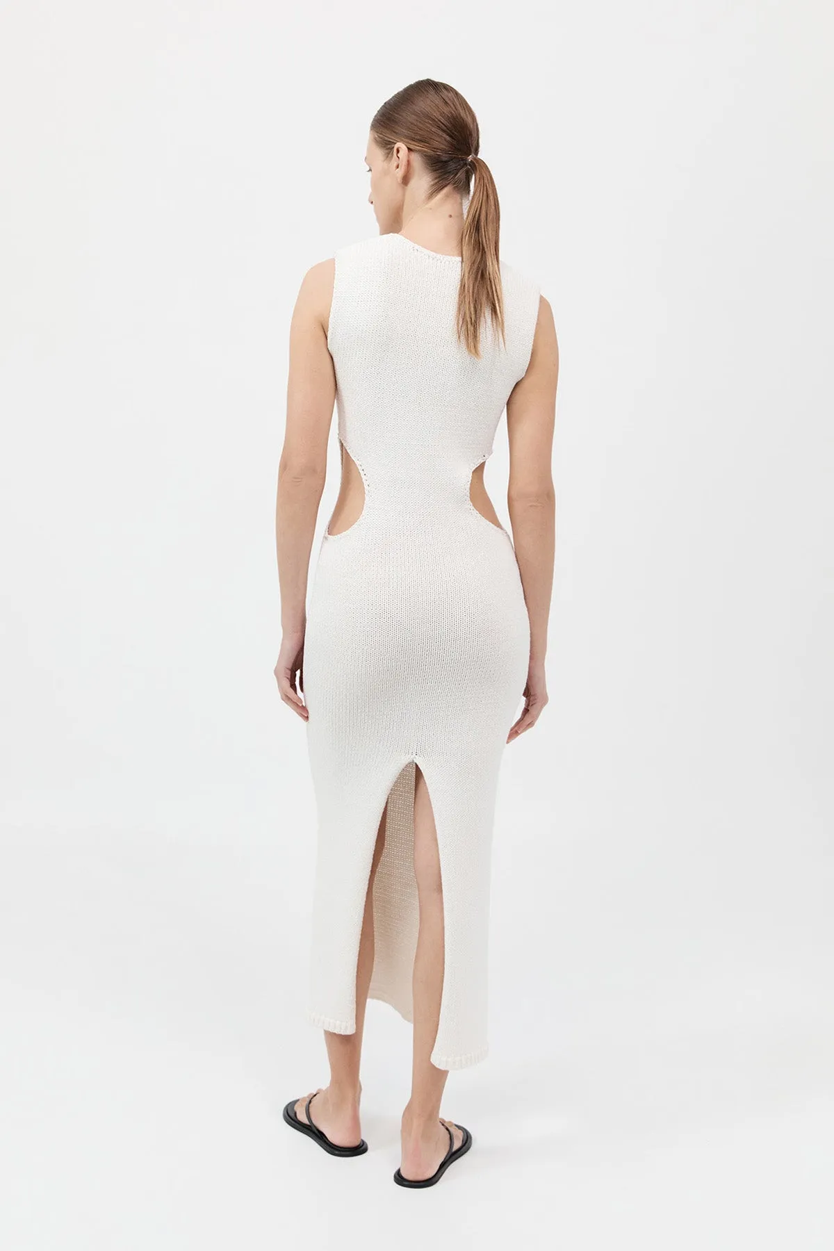 Linen Silk Blend Cut Out Dress - Salt sold by St. Agni product image thumbnail 5
