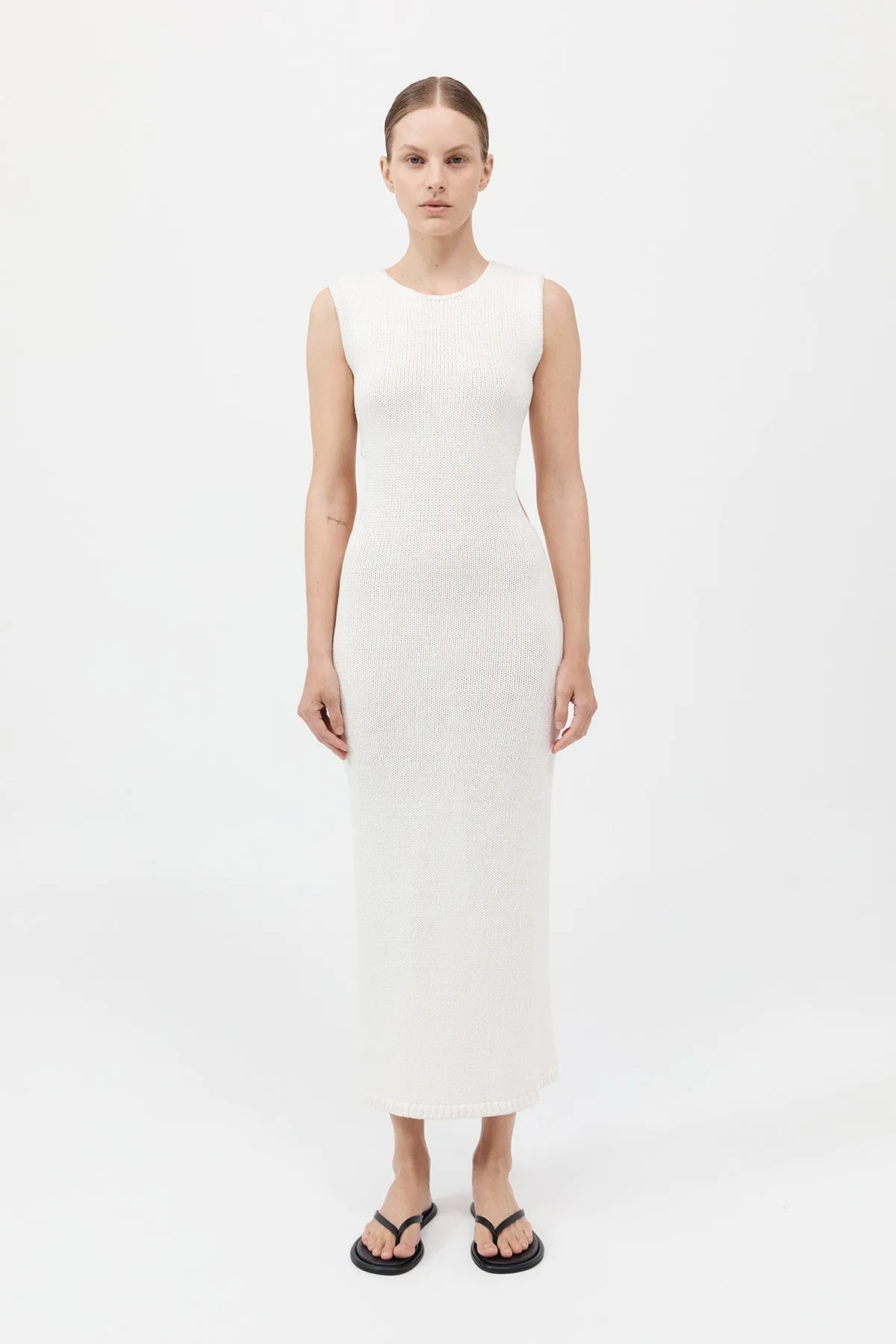 Linen Silk Blend Cut Out Dress - Salt sold by St. Agni product image thumbnail 2