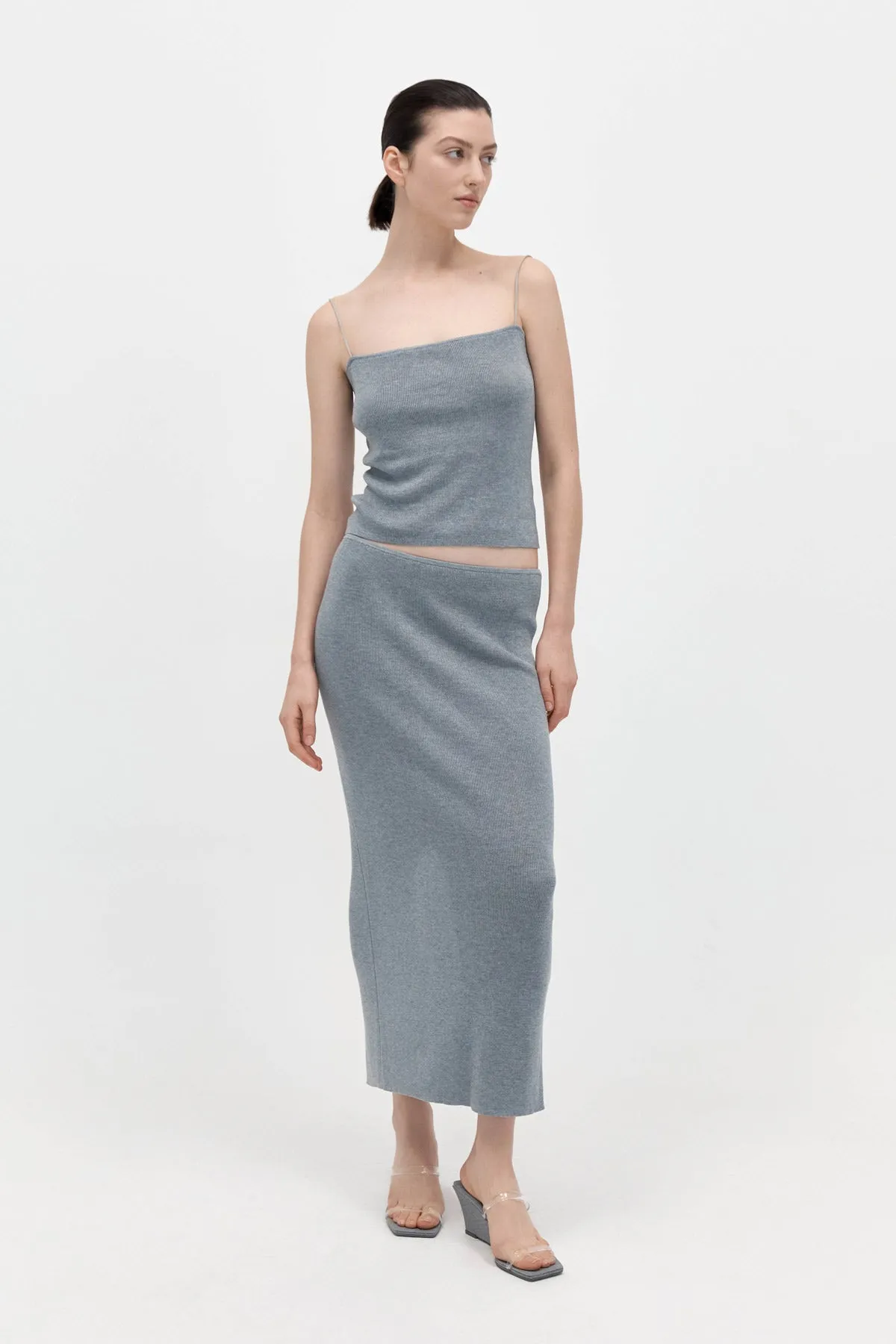 Low Waist Knit Skirt - Grey Marle sold by St. Agni