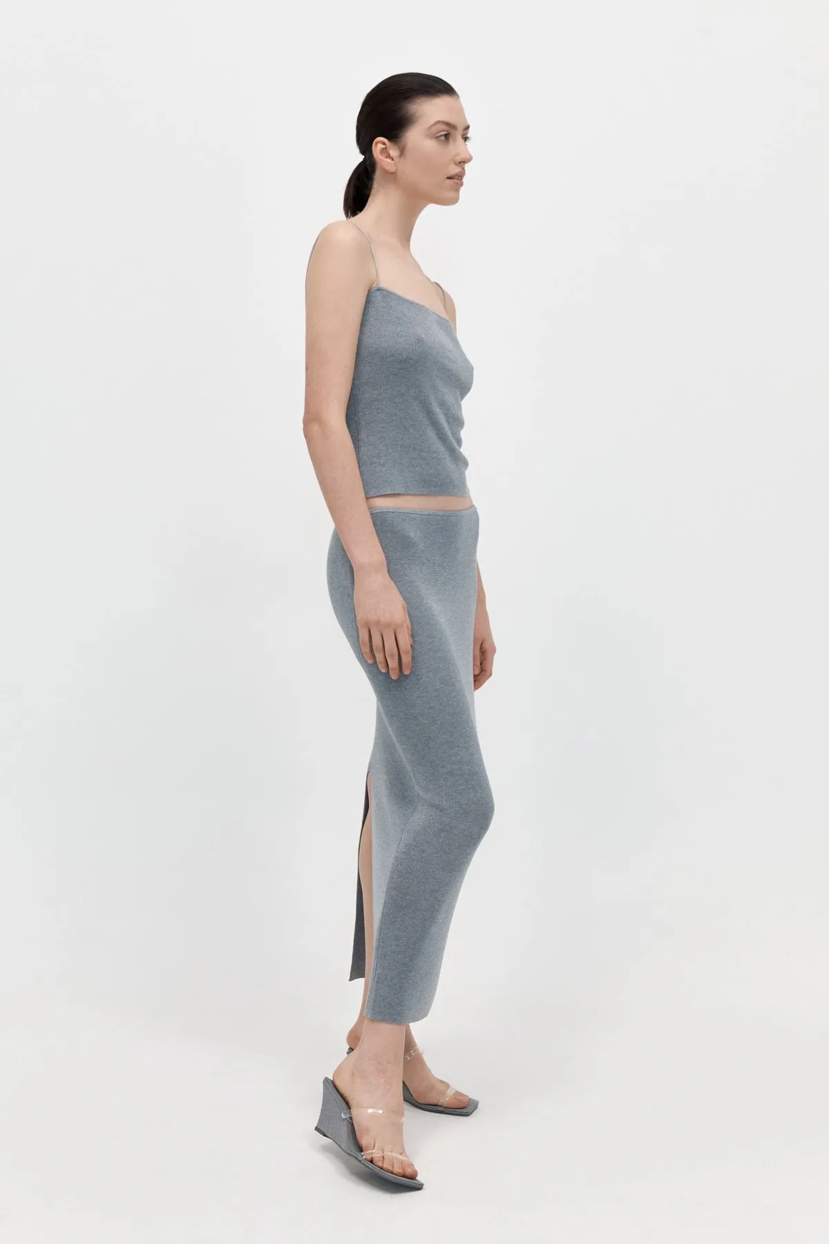 Low Waist Knit Skirt - Grey Marle sold by St. Agni product image thumbnail 2