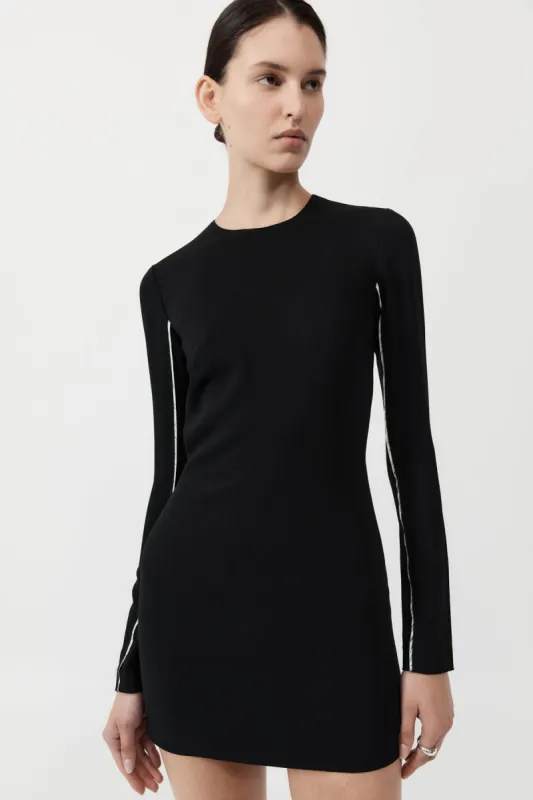 Raw Edge Mini Dress - Black made by St. Agni