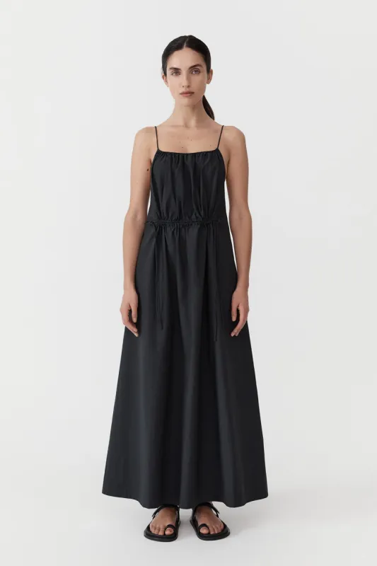 Relaxed Drawstring Dress - Black sold by St. Agni