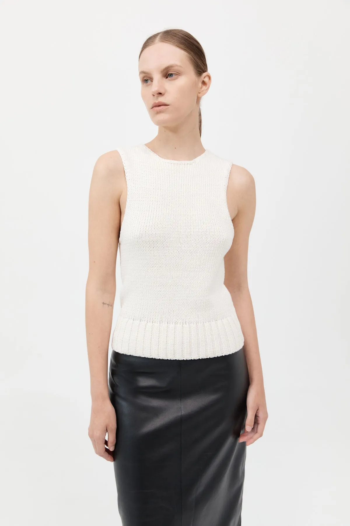 Linen Silk Blend Tank - Salt sold by St. Agni