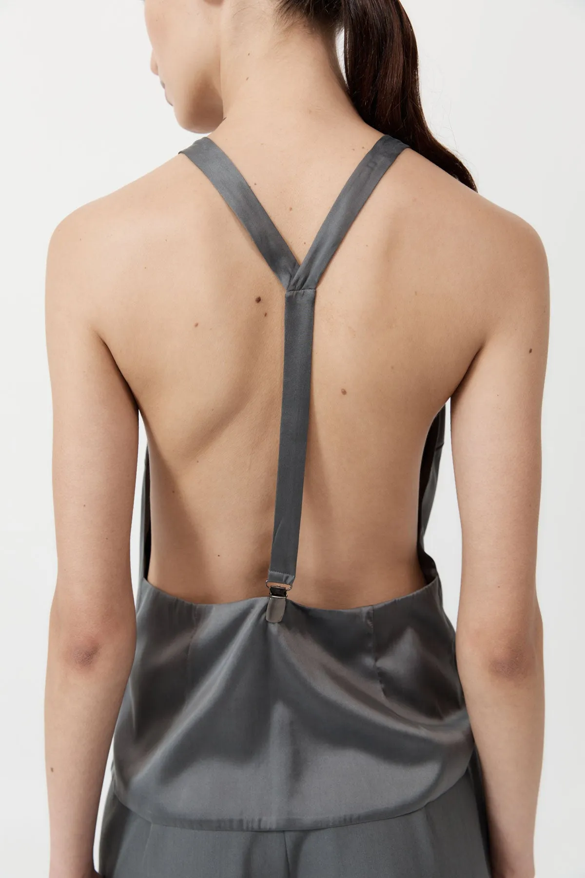 Soft Silk Suspender Top - Pewter Grey sold by St. Agni product image thumbnail 2