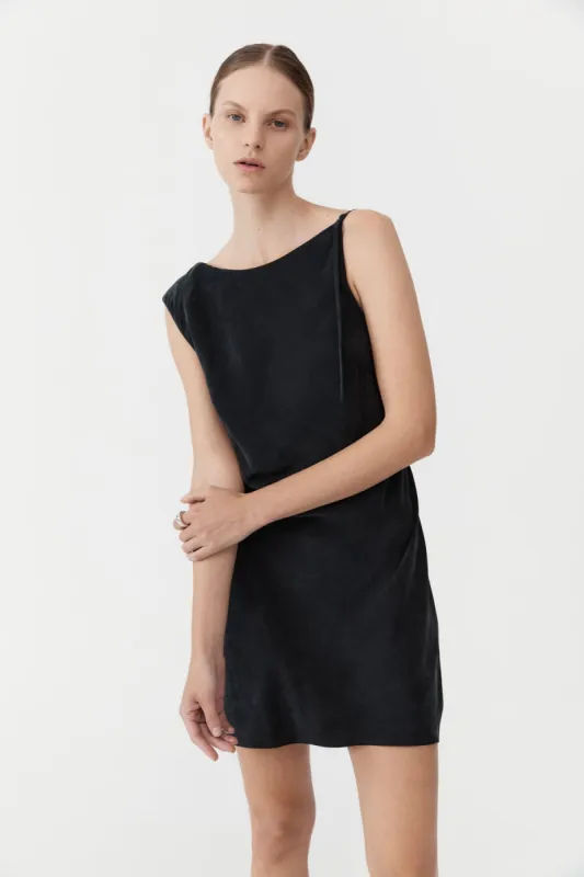 Sophia Drape Mini Dress - Washed Black made by St. Agni