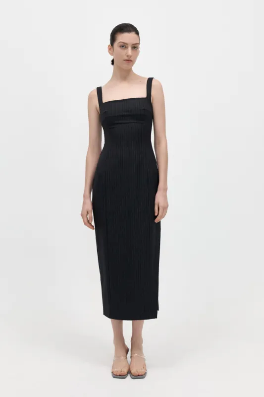 Pinstripe Midi Dress - Black sold by St. Agni