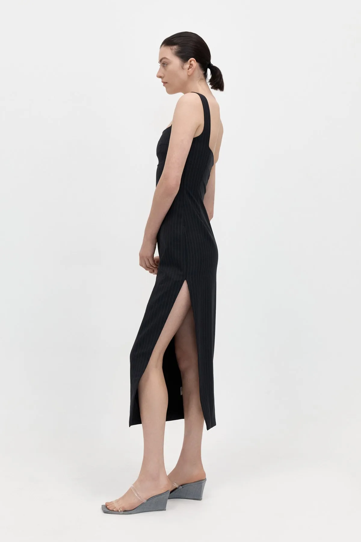 Pinstripe Midi Dress - Black sold by St. Agni product image thumbnail 2
