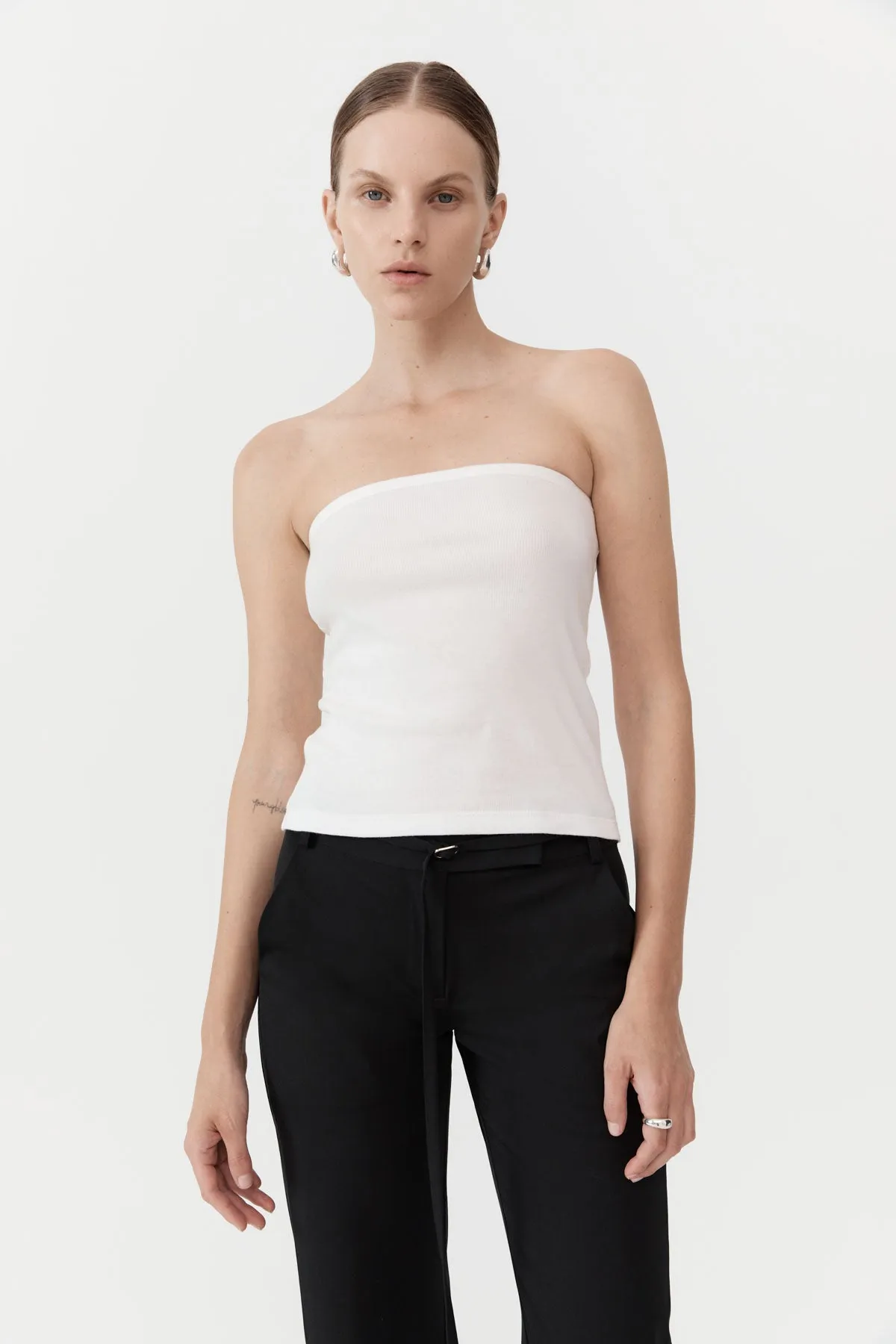Organic Cotton Strapless Top - White sold by St. Agni