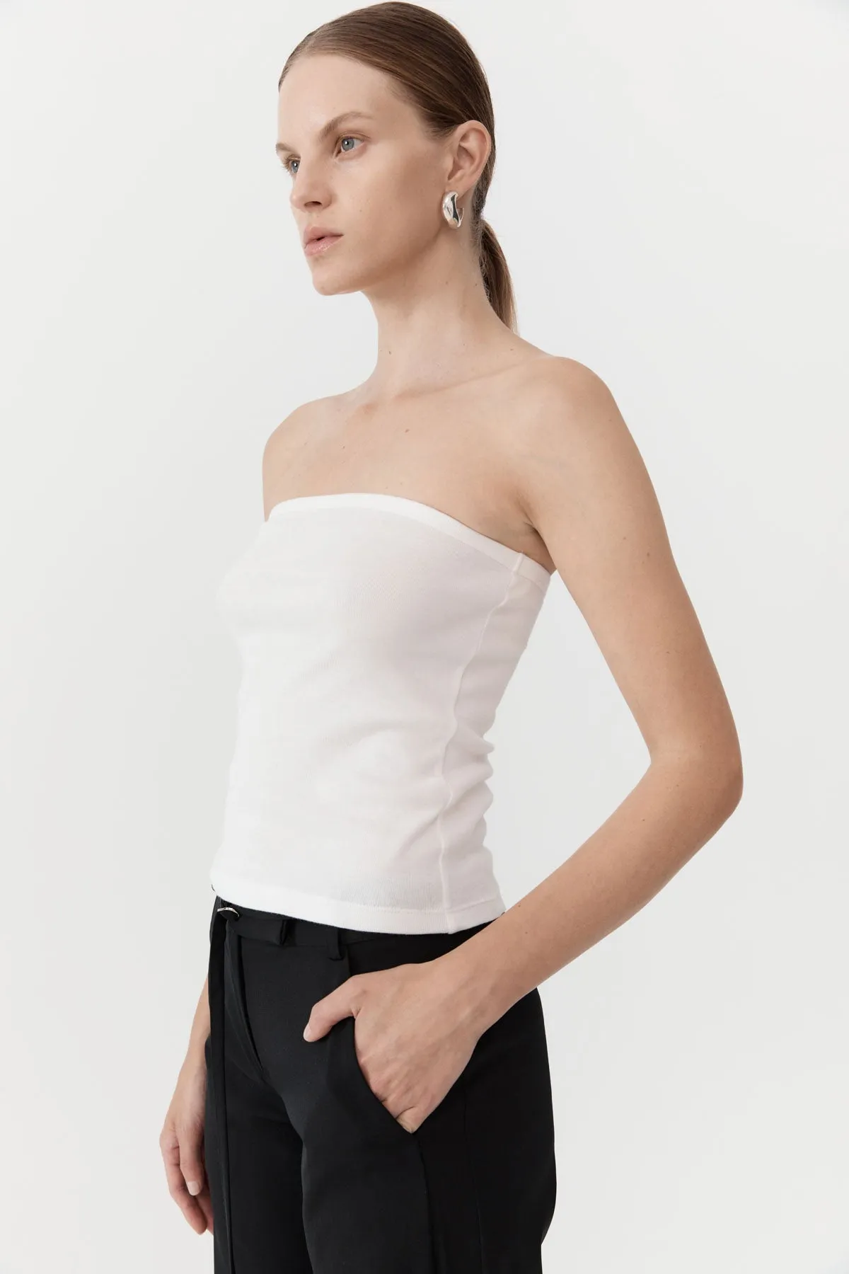 Organic Cotton Strapless Top - White sold by St. Agni product image thumbnail 2