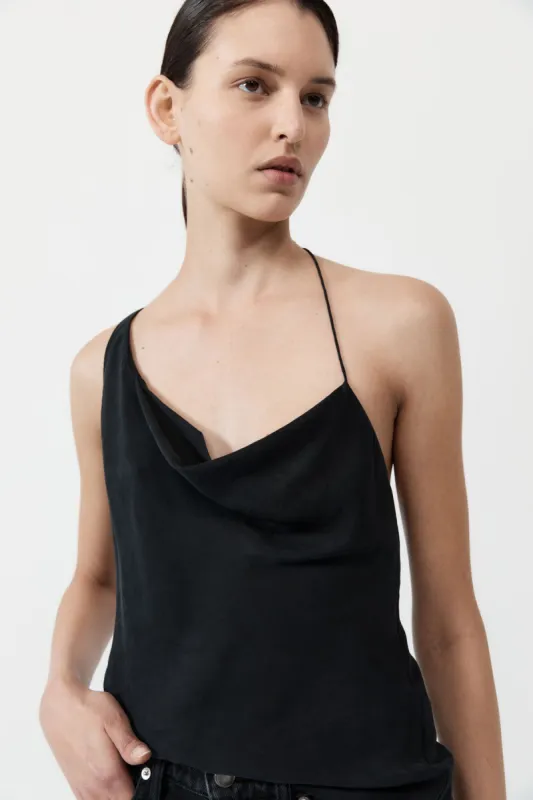 Asymm Drape Top - Washed Black made by St. Agni