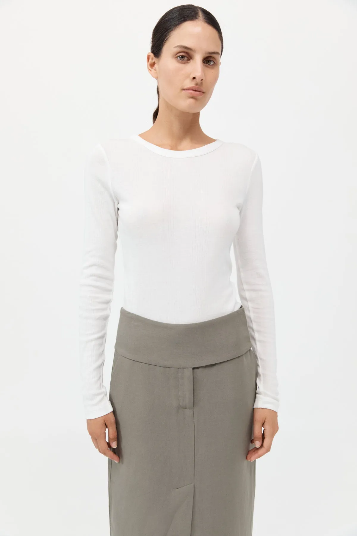 Organic Cotton Soft Rib Long Sleeve Top - White sold by St. Agni